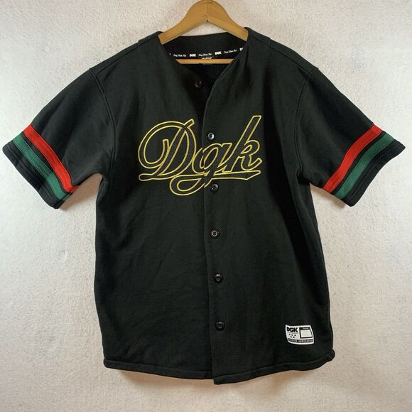 DGK Other - DGK Dirty Ghetto Kids‎ Mens Baseball Jersey Sz M Black Skate Street Thick Logo